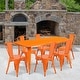 preview thumbnail 13 of 32, Rectangular Metal Indoor-Outdoor Table Set Orange