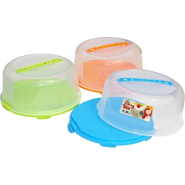 Palais Dinnerware Portable Cake Caddy Storage Container Server with Handle - Assorted Colors - 14 Inch Wide