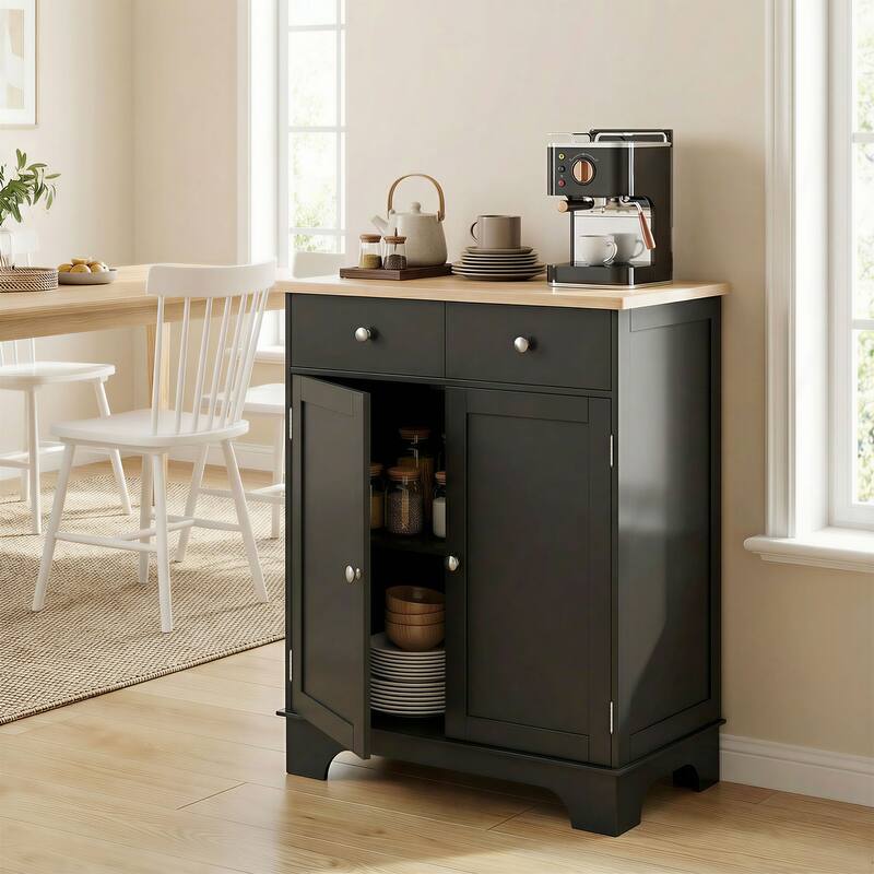 HOMCOM Space-saving Kitchen Buffet Sideboard Pantry - Black