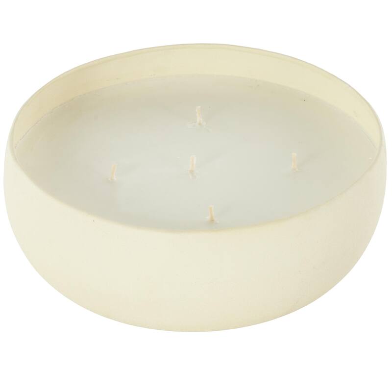 Metal Scented Textured 63oz 5 Wick Decorative Candle with White Wax - Beige, Black or Cream - Roche River Decor - Cream - Tropical Fruit Medley Scented