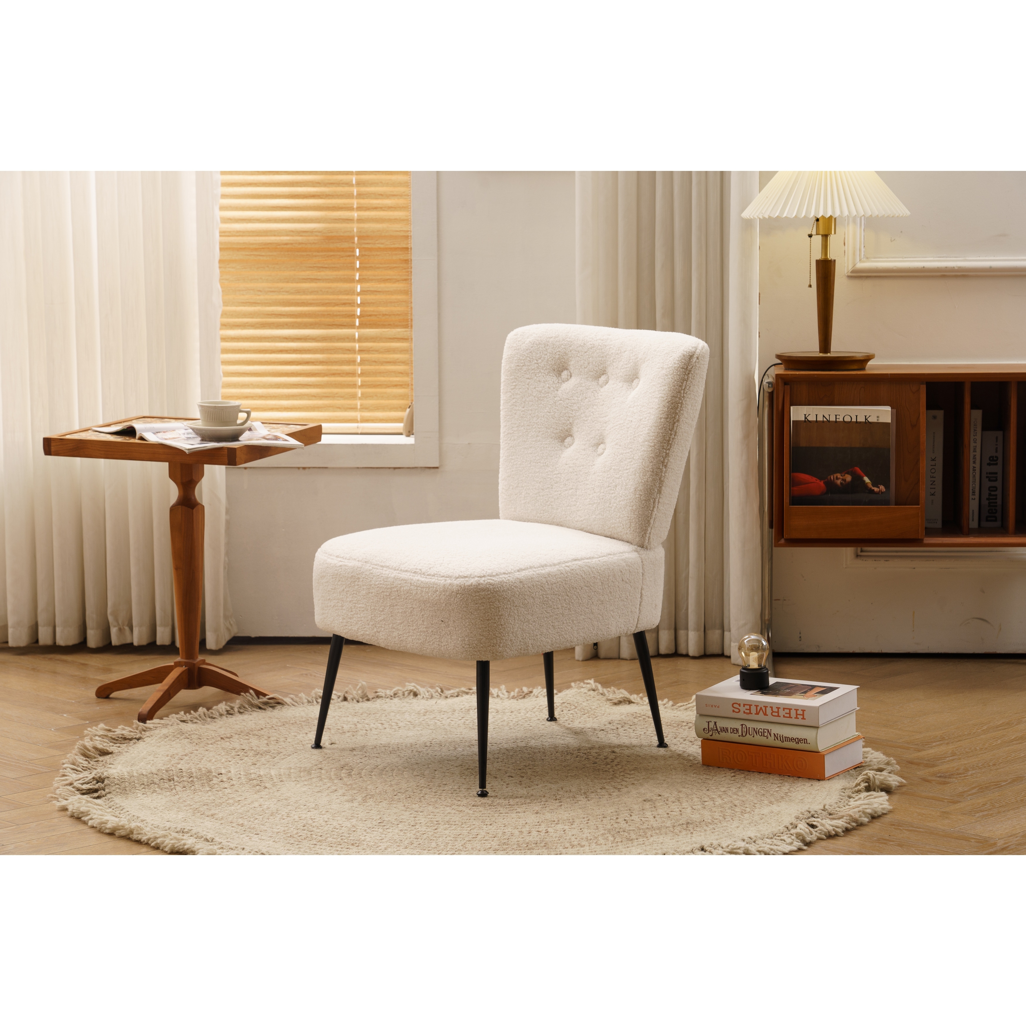 Ivory tufted top accent chair