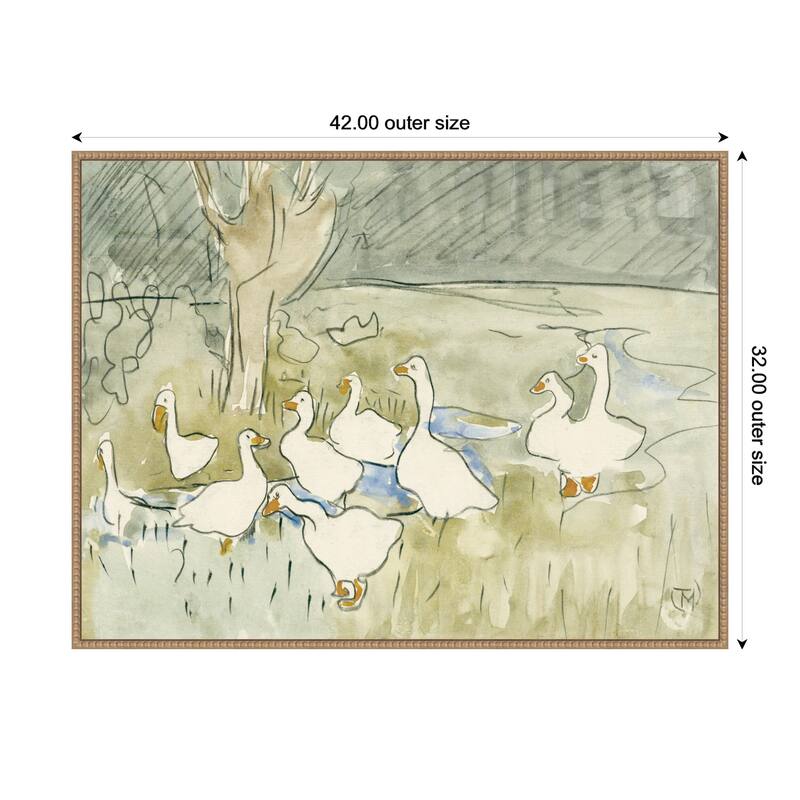 Kate and Laurel Ducks 1917 Theo van Hoytema by Nostalgia Prints Framed Canvas Wall Art Print