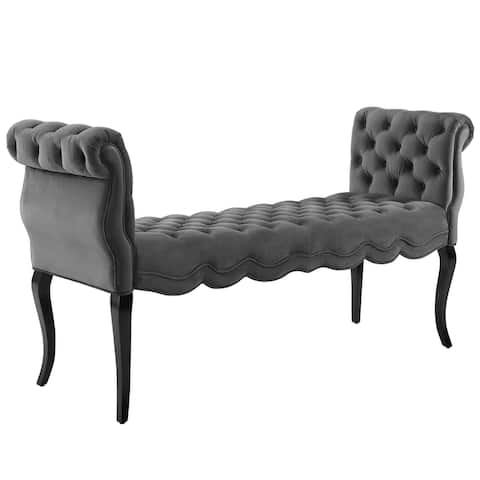 Chesterfield Style Button Tufted Performance Velvet Bench