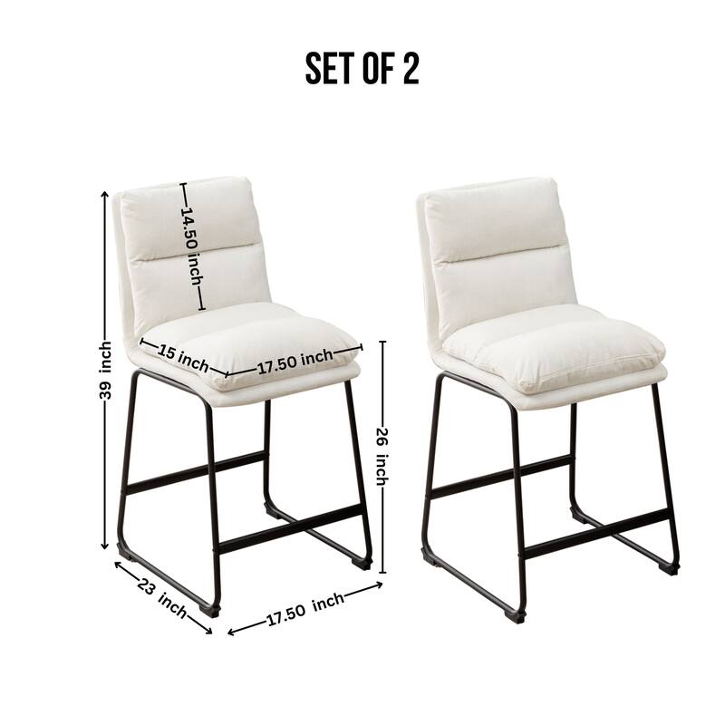 Modern 2 Piece Fabric 26 Inch Dining Chair with Footrest, Backrest, Cushion for Dining Room Kitchen Bedroom Living Room