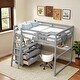 preview thumbnail 18 of 32, Wood Loft Bed Sturdy Frame with Desk and Shelves,2 Drawers,Full Size Gray