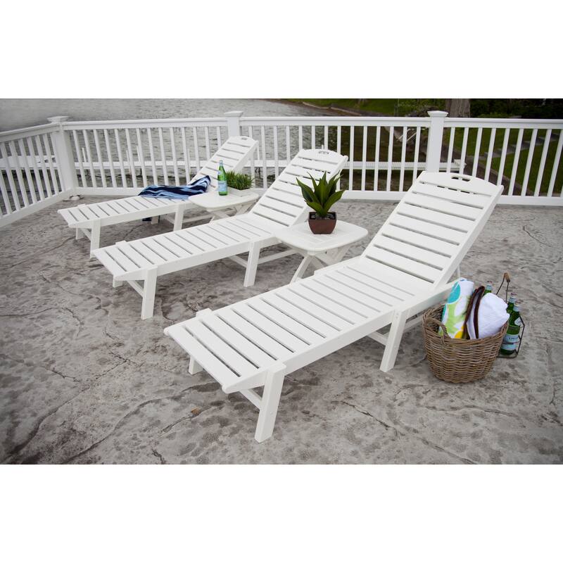 POLYWOOD Nautical Outdoor Stackable Chaise Lounge