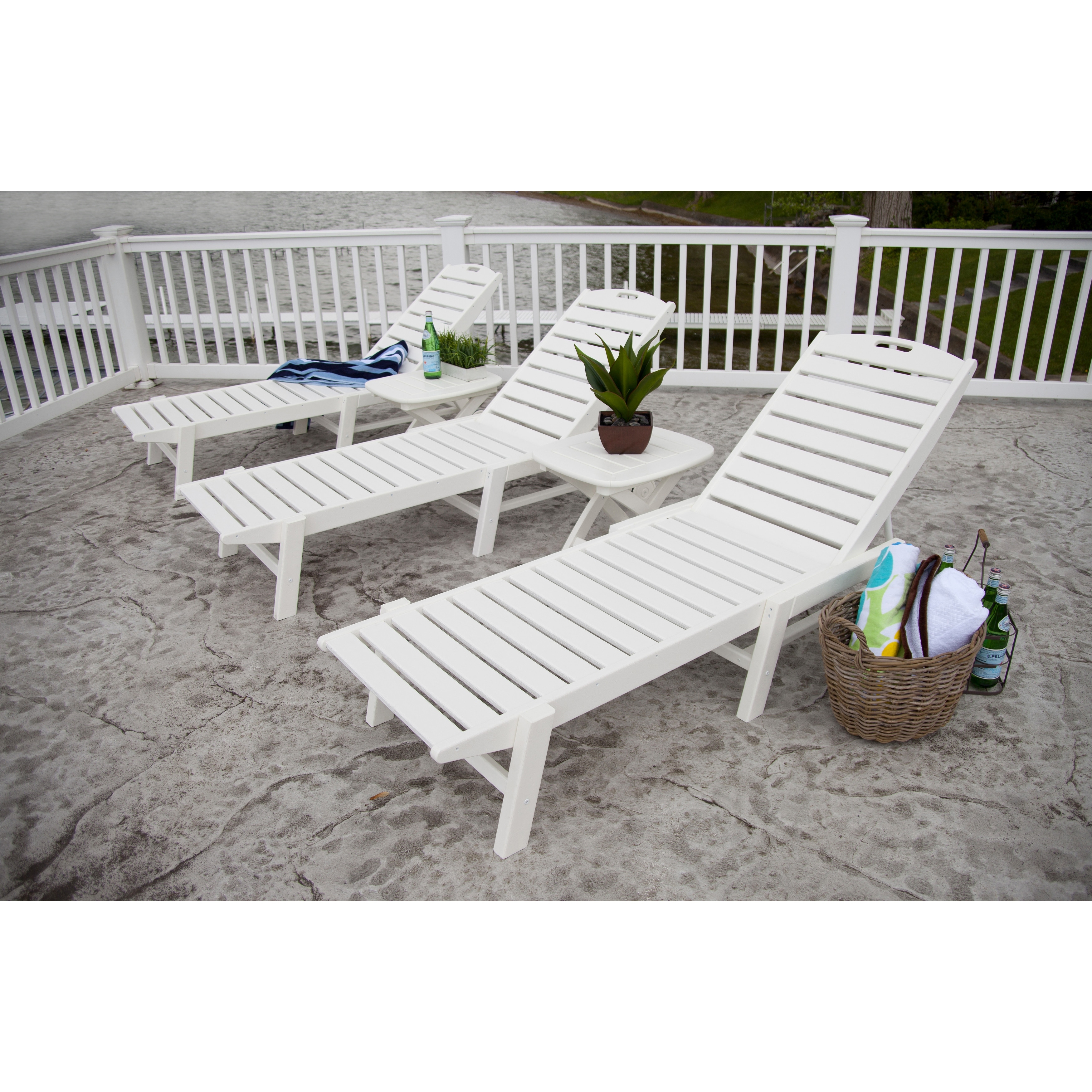 Stackable plastic stationary deals chaise lounge chair