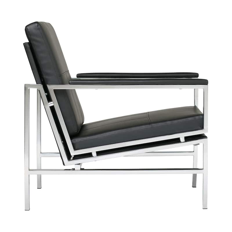 Strick & Bolton Regina Metal and Bonded Leather Mid Century Accent Chair