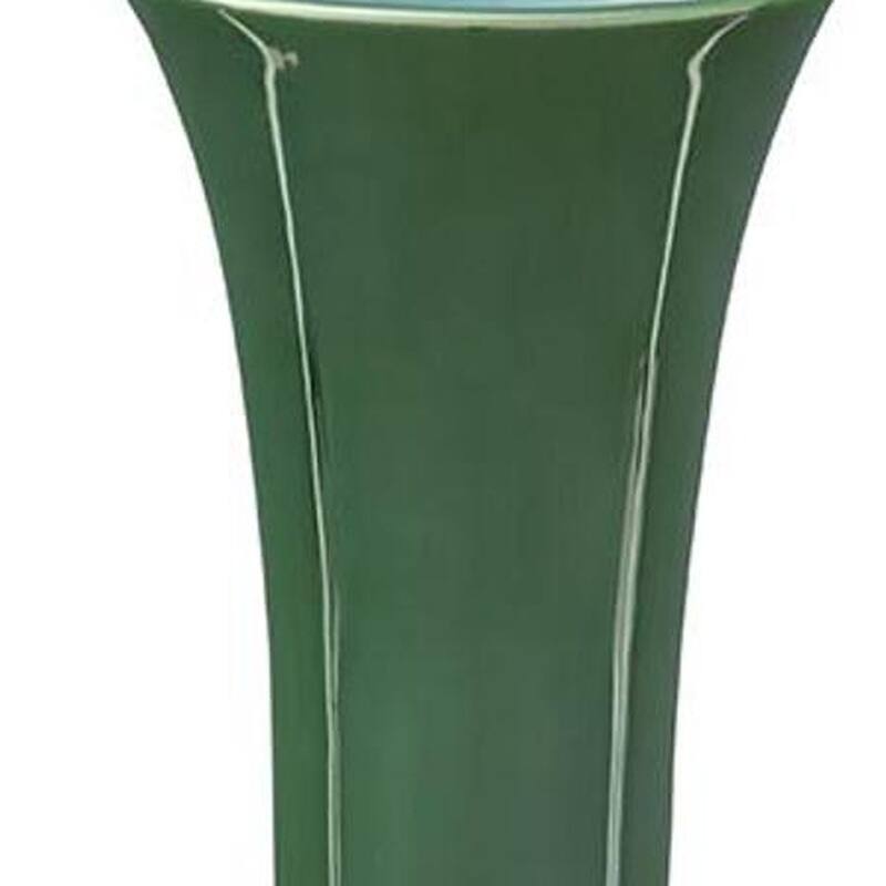 14" Hunter Green Round Ceramic Table Vase - 5.90