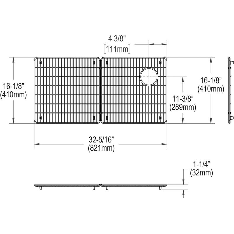 Elkay Crosstown Stainless Steel 33-1/8" x 16-1/8" x 1-1/4" Bottom Grid