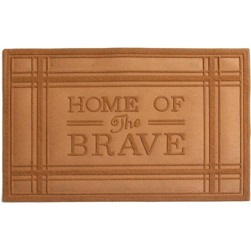 HomeRoots 24" X 36" Brown Striped Border Home Of The Brave Outdoor Polypropylene Door Mat - 24' X '36