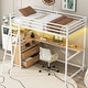 preview thumbnail 18 of 24, Loft Bed Twin Size Metal & Wood Bed Frame with Desk and Drawers, Safety Guardrail and Ladder, LED Light and USB Charging Station