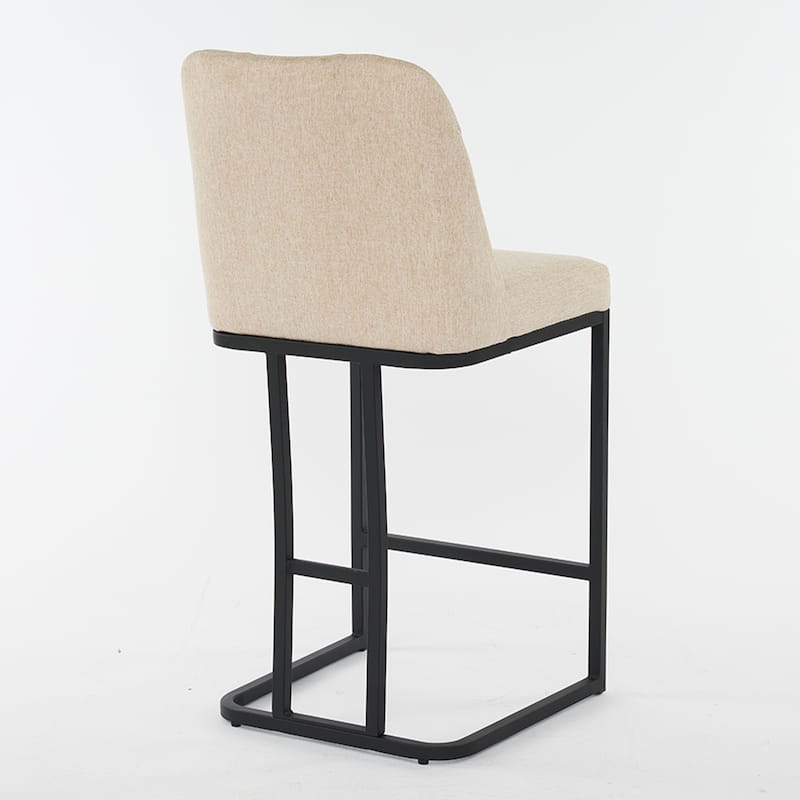 Counter Height Bar Stools Set of 2, 25.2'' Upholstered Bar Stools with Button-Tufted Backrest & Metal Frame for Kitchen, Bar