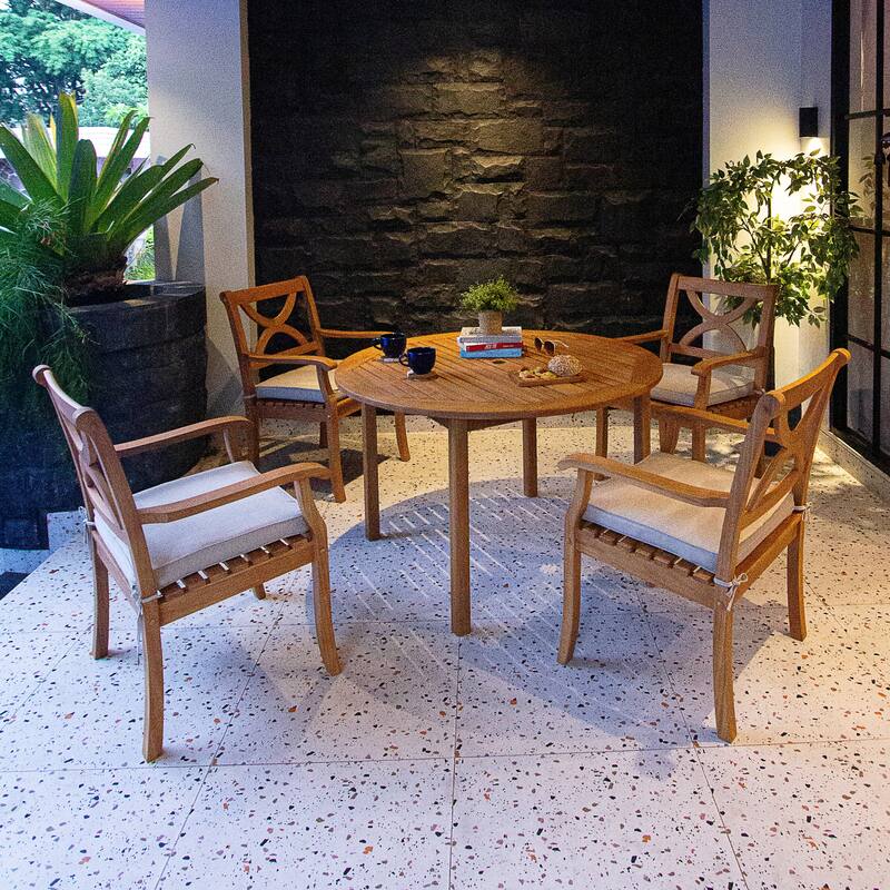 Cambridge Casual Lowell 5-piece Teak Outdoor Dining Sets with Cushions