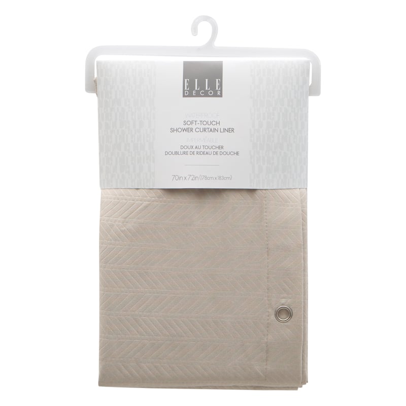 Elle Décor Soft Touch Waterproof Fabric Shower Curtain Liner in Blush