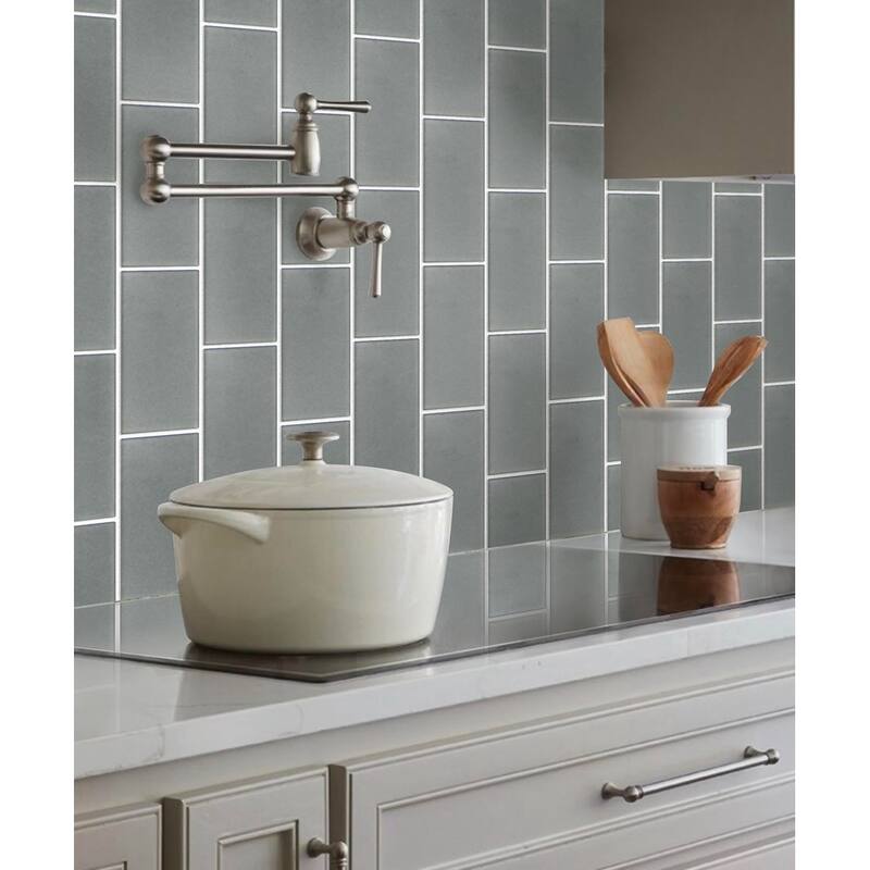 Apollo tile 3" x 6" Colorway Matte Stone Blue Glass Tile (5 sq ft/case) - 40 Pack