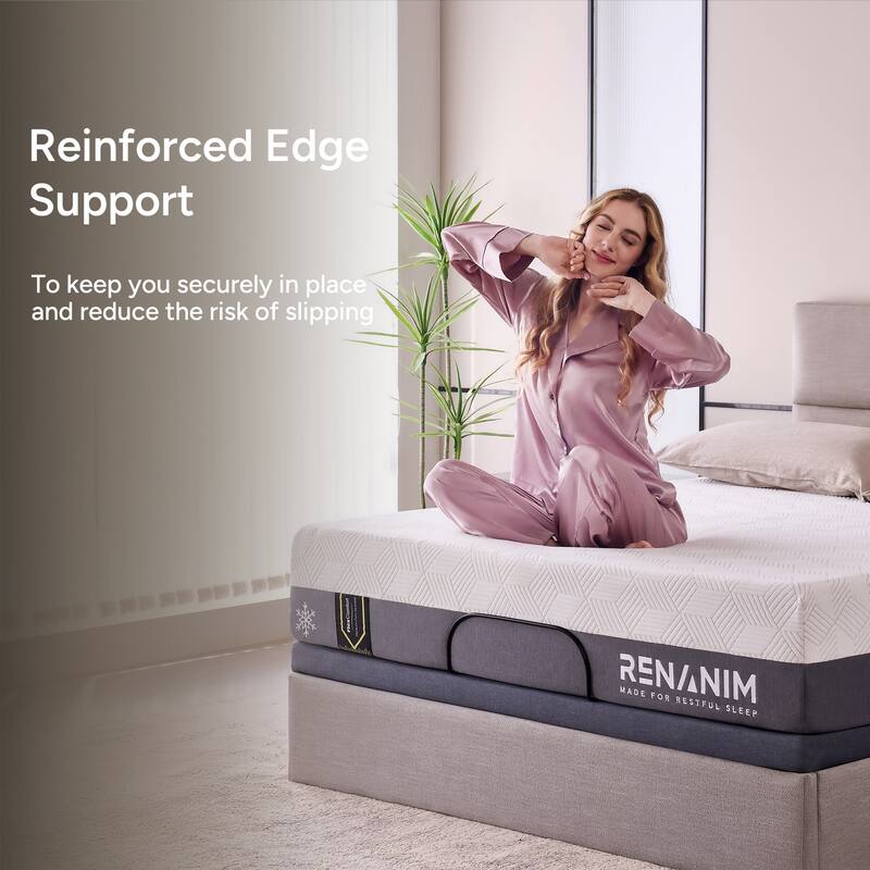 Renanim Cooling Gel Memory Foam Mattress, Breathable & Supportive for Cooler Sleep