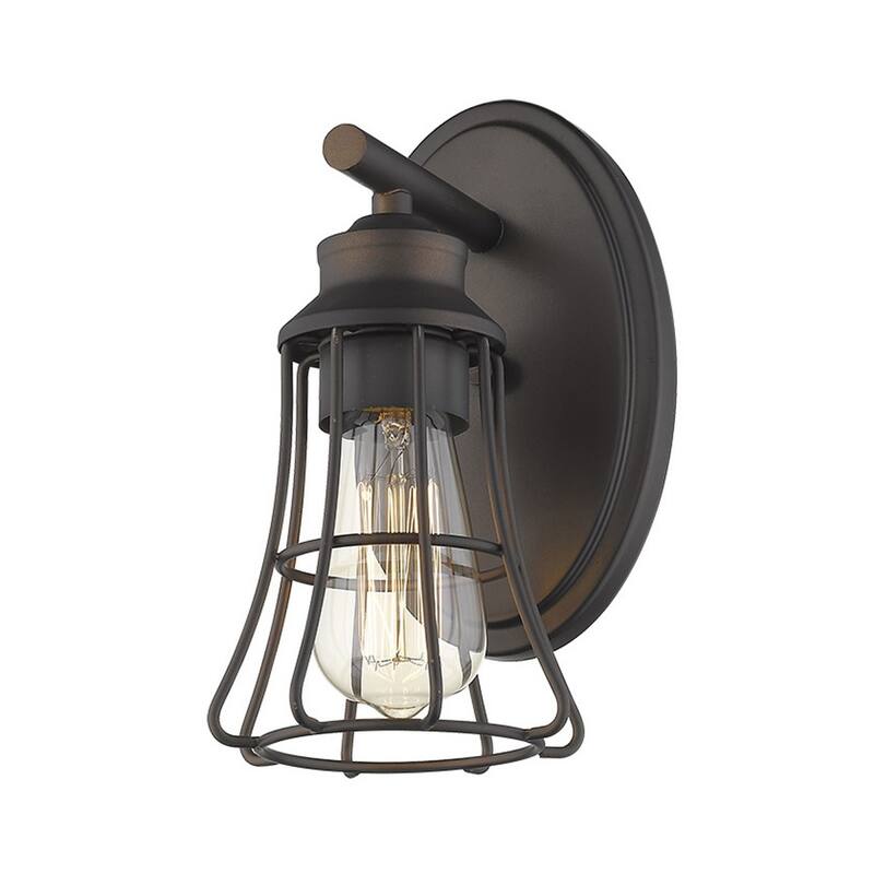 Modern Bronze Wall 1 Light with Cage Shade Flush Mount LED Compatible Sconce for Bathroom or Hallway - 9.75" H x 5" W x 6.25" D