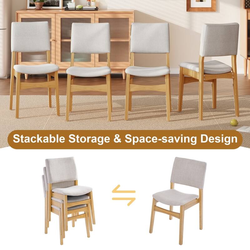 5/7-Piece Modern Dining Set, Rectangular Wood Table and Upholstered Chairs