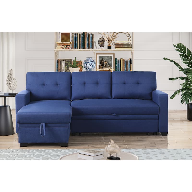 Convertible Upholstered Sectional Sofa With Pull-Out Chaise