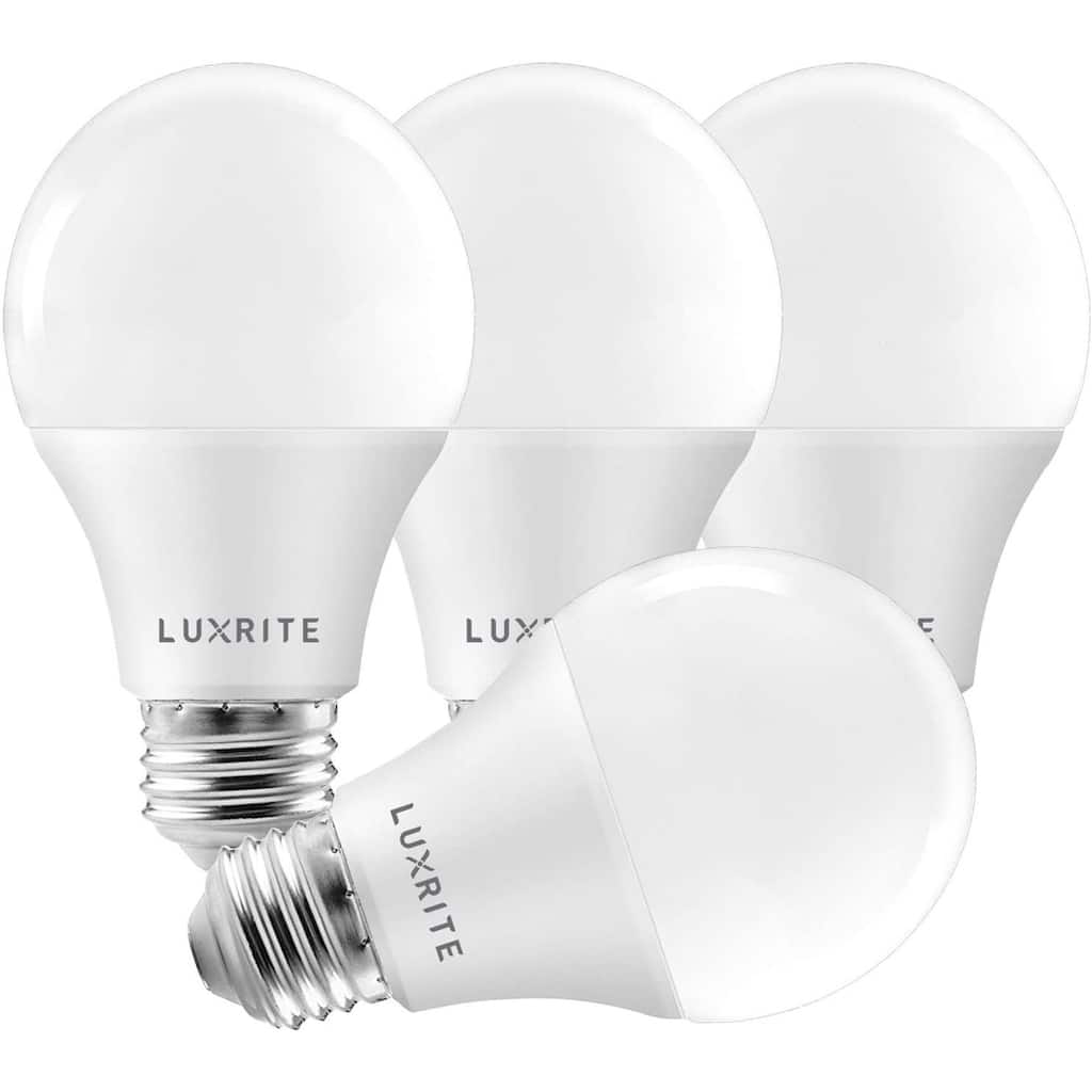 Luxrite A19 LED Light Bulb 75W Equivalent 3500K 1100 Lumens Dimmable 11W Enclosed Fixture Rated E26 Base 4 Pack