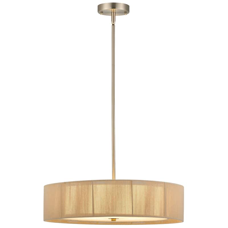 CO-Z 3-Light 20"W Double Drum Fabric Pendant Chandelier