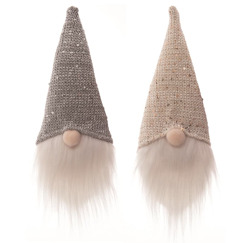 Transpac Fabric Glitz Gnome Ornament Set of 2 Christmas Home Decorations