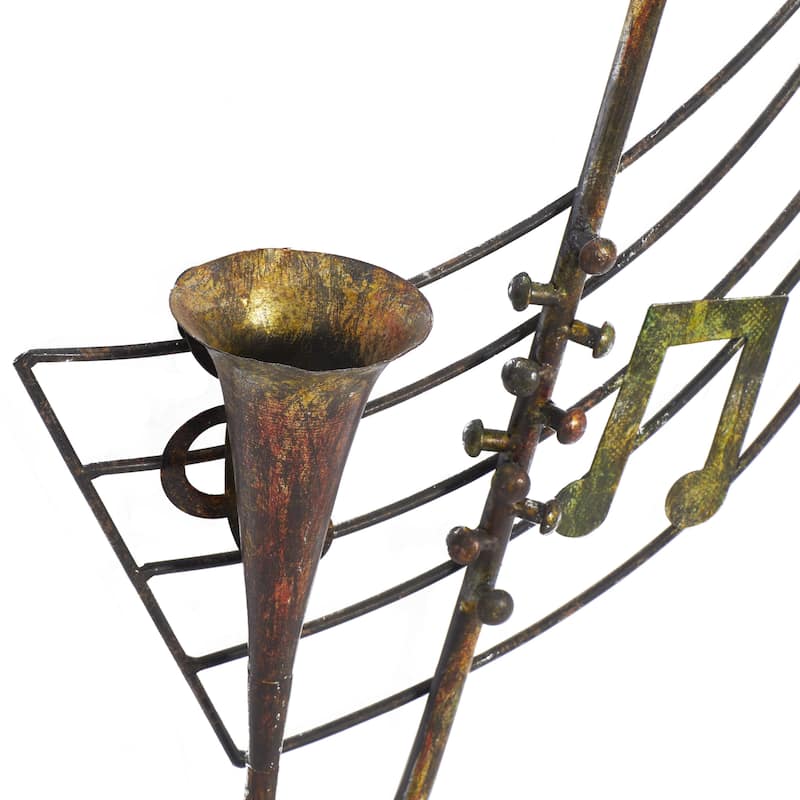 Metal Musical Notes Home Wall Decor with Trumpets - Brown - Roche River Decor