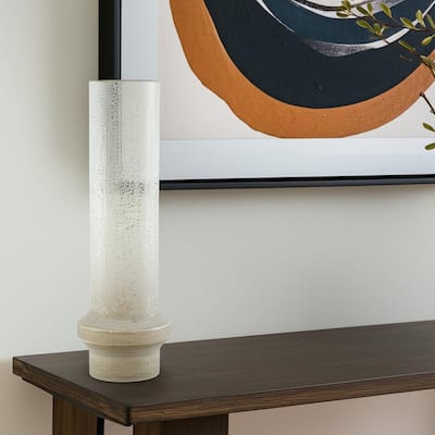 19" Off White And Gold Metal Cylinder Table Vase - 6.69