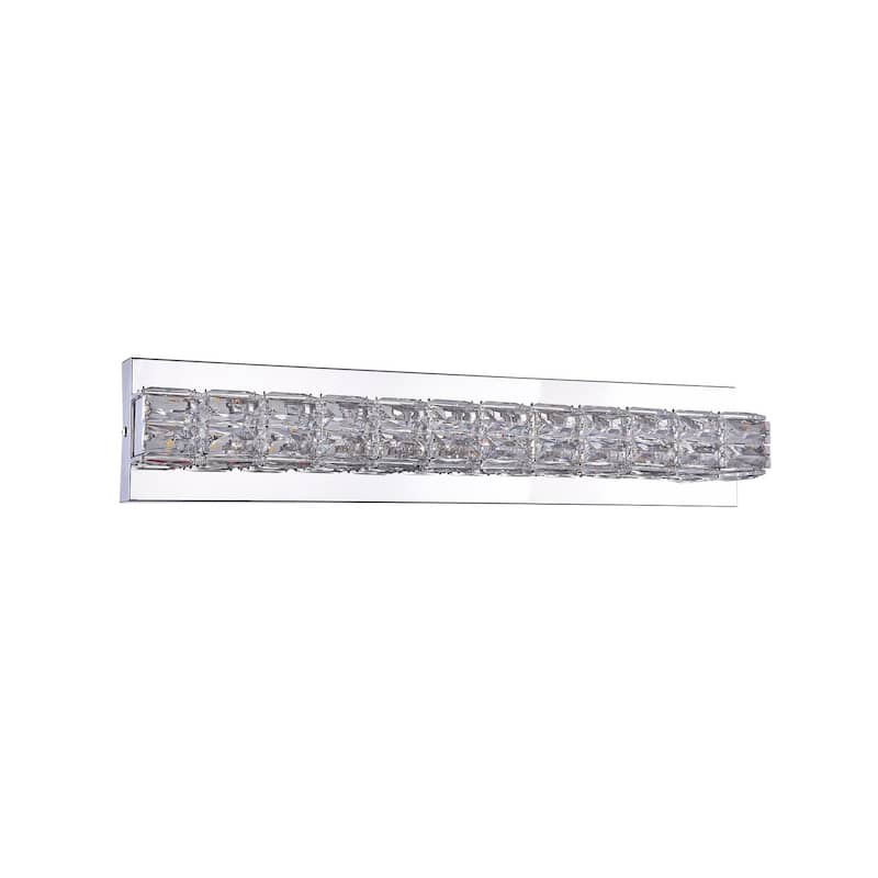 1-Light Chrome Wall Sconce With Clear Crystal Accents