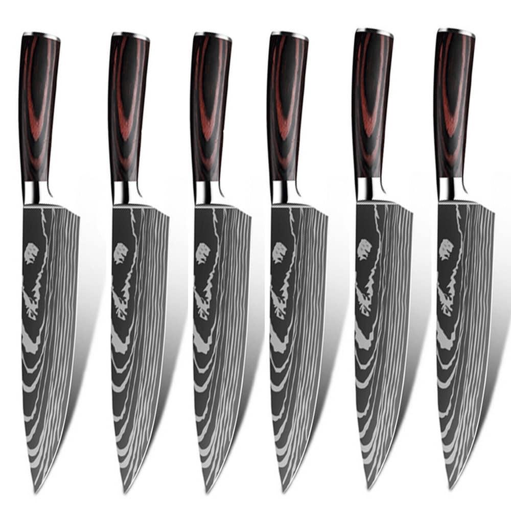Hecef Kitchen Knife Block Set with Universal Knife Block Holder, High  Carbon Stainless Steel Pink Chef Knife Set 