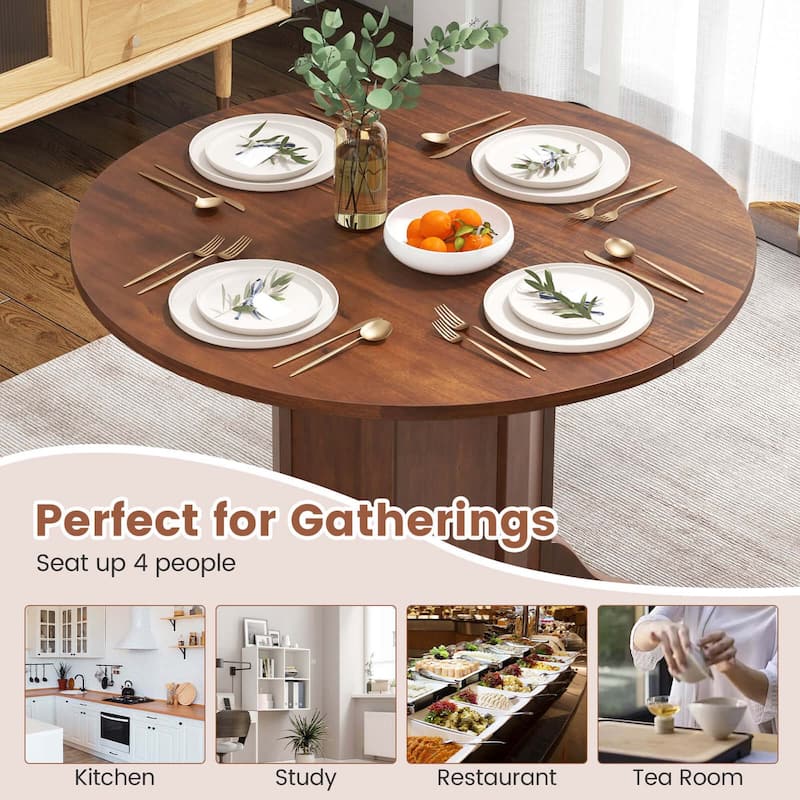 Costway 42" Wooden Kitchen Table Round Dining Table with Pedestal Base - See Details