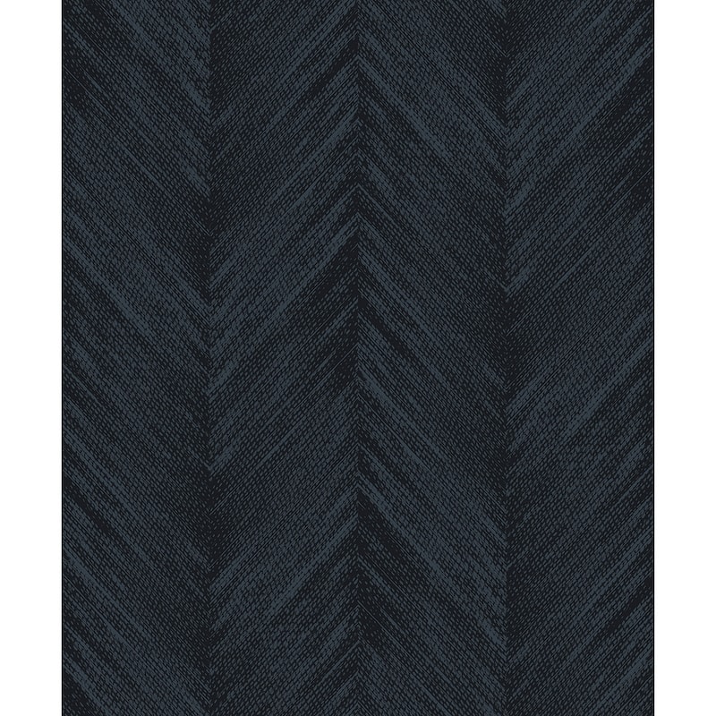 Seabrook Designs Otto Geometric Chevron Non-Woven Unpasted Wallpaper - 20.9 in. W x 33 ft. L - Deep Navy