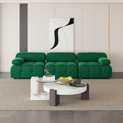 Velvet Fabric Upholstered Modular Sectional Sofa Modern Couch