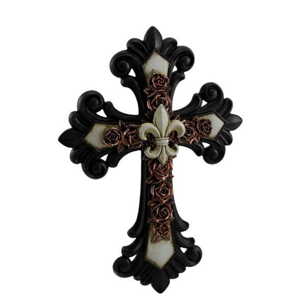 Shop Fleur De Lis Rose Decorative Scroll Leaf Wall Cross 14 5