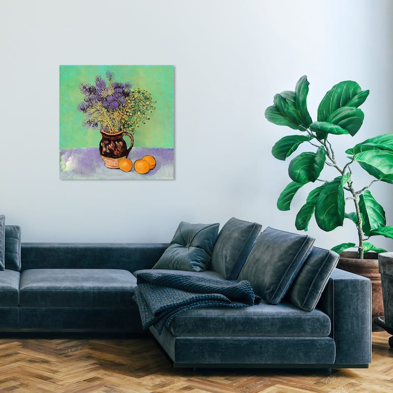Wynwood Studio Canvas Floral and Botanical Vincent Still Life Beautiful Green and Violet Traditional Wall Art Canvas Print - 30 x 30