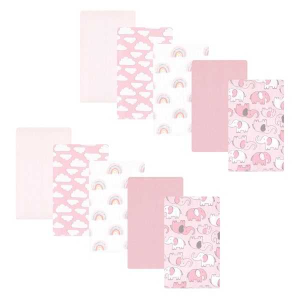 slide 1 of 1, Hudson Baby Infant Girl Cotton Flannel Burp Cloths, Girl New Elephant 10-Pack, One Size - Girl New Elephant 10-Pack - One Size One Size - Girl New Elephant 10-Pack