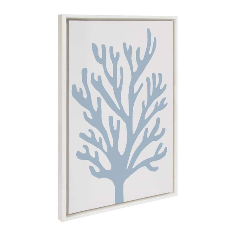 Kate and Laurel Coral Ocean Blue Frame Canvas by Creative Bunch Studio - 23x33