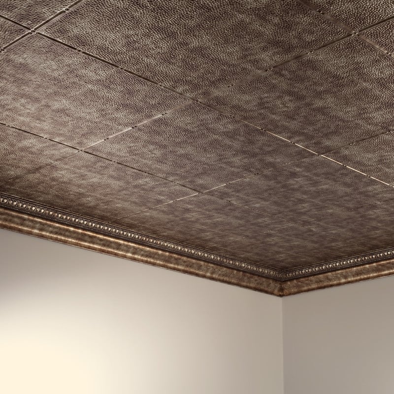 FASÄDE Border Fill Decorative Vinyl 2ft x 4ft Glue Up Ceiling Panel in Bermuda Bronze (5 Pack)
