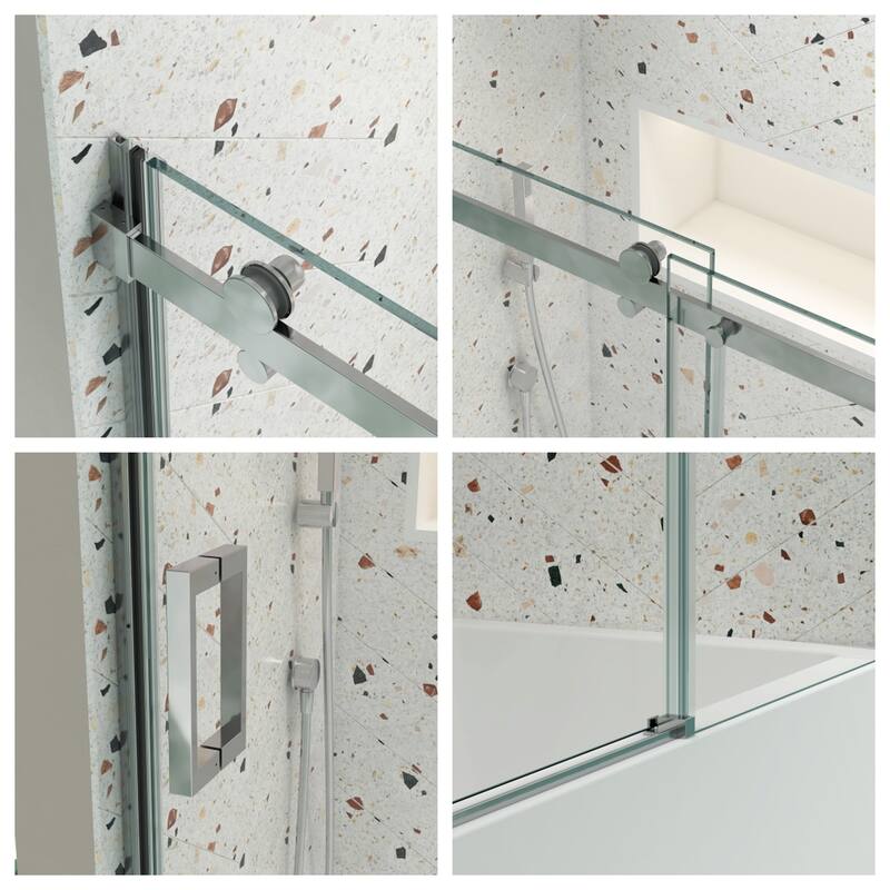 Bathtub Sliding Shower Door with 5/16" Tempered Glass