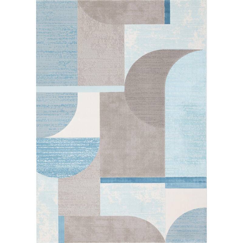 Bloom Collection - Blue/Grey/Cream Shape Shifting Rug - 5'3" x 7'7"