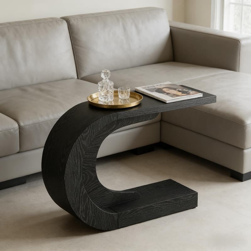 Contemporary Hallway Table, Modern Console Table, C-Shaped Coffee Table - Black