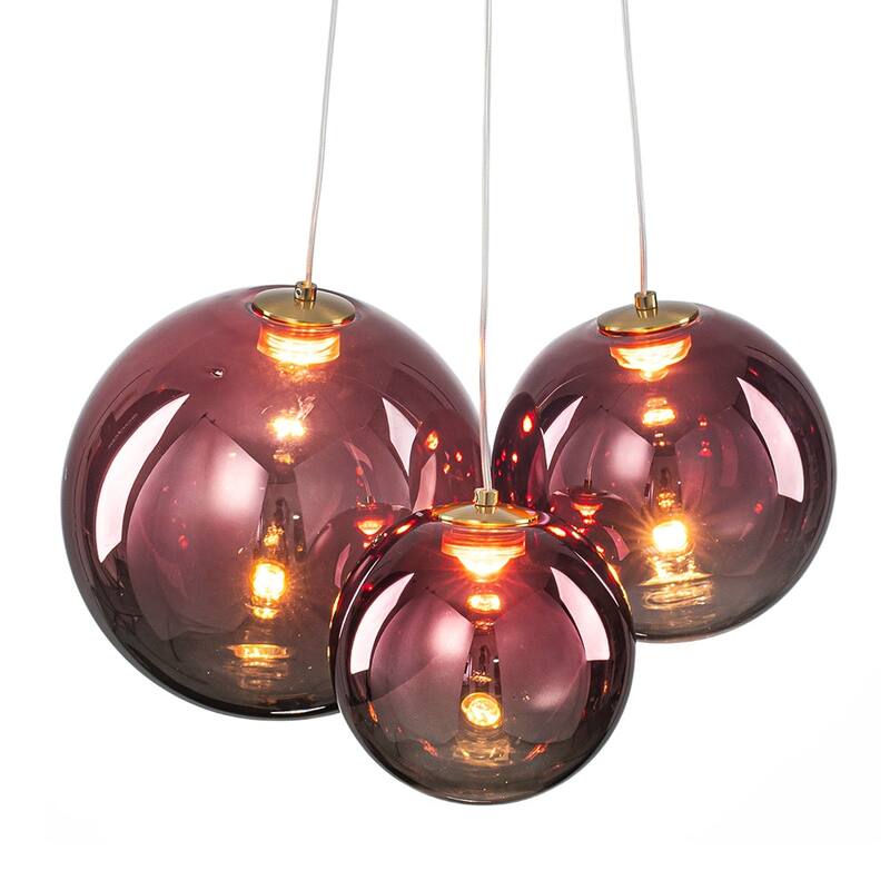 Modern 3-Light Dimmable LED Glass Globe Bubble Cluster Chandelier