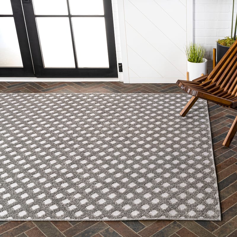 JONATHAN Y Citta High-Low Pile Mini-Diamond Trellis Indoor/Outdoor Area Rug