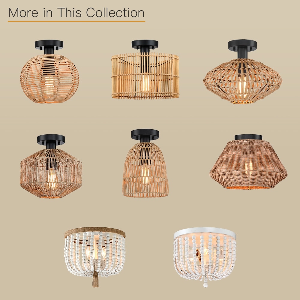 True Fine Bohemian Natural Jute Rope Island Mini Pendant Light with Black Hardware 9.5 in.W On Sale Bed Bath Beyond 34816465