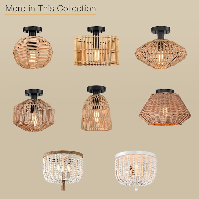 True Fine Bohemian Natural Jute Rope Island Mini Pendant Light with Black Hardware