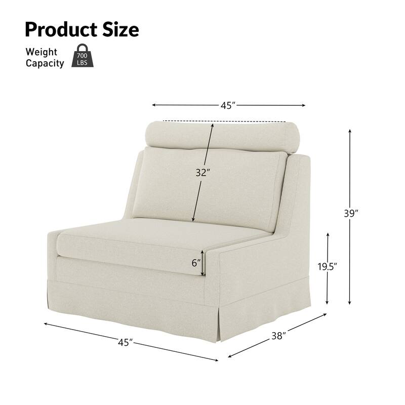 Anne 45" W Modern Slipcovered Chair with Ottoman by HULALA HOME