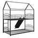 preview thumbnail 6 of 8, Twin Over Twin Metal Bunk Bed With Slide,Kids House Bed Black