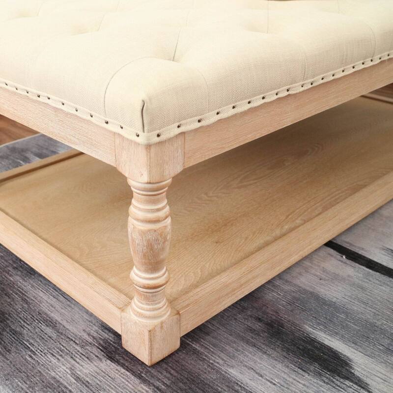 Tubbs 48-inch Tufted Cocktail Shelved Ottoman