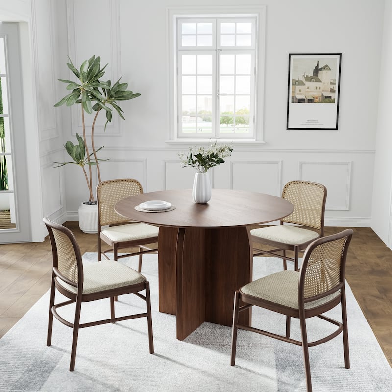 Solid Wood Round Dining Table for 4-8 People Nordic style - 42*30 - Walnut